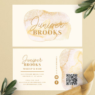 Champagne-Gold Social Media QR Code Glitter Visitenkarte