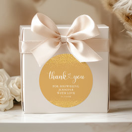 Champagne Gold Thank You Glitter Heart Sticker