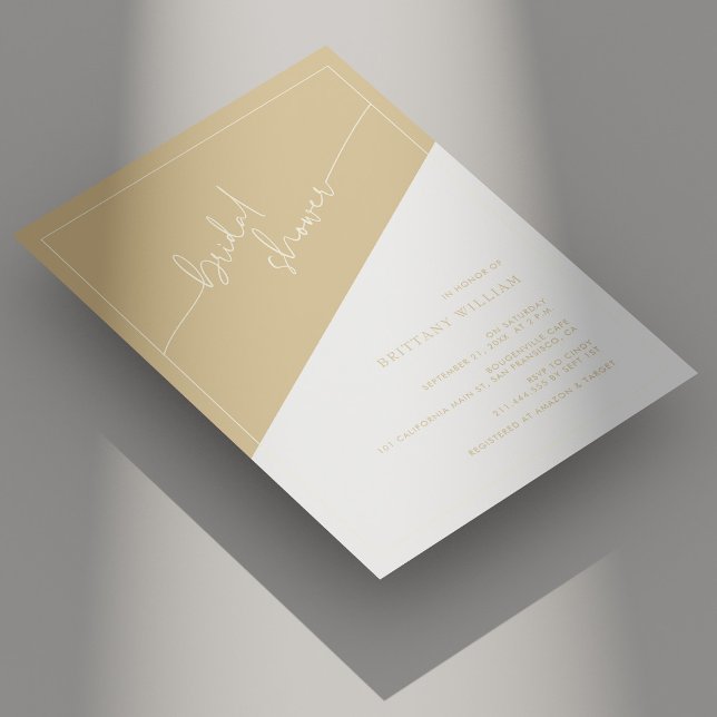 Champagne Gold und Ivory Geometrisches Brautparty Einladung (Champagne Gold and Ivory Geometric Bridal Shower Invitation)