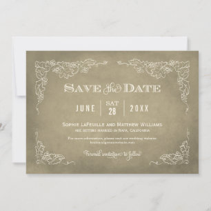 Champagne Gold Vintag Weinberg Rustikale Hochzeit Save The Date