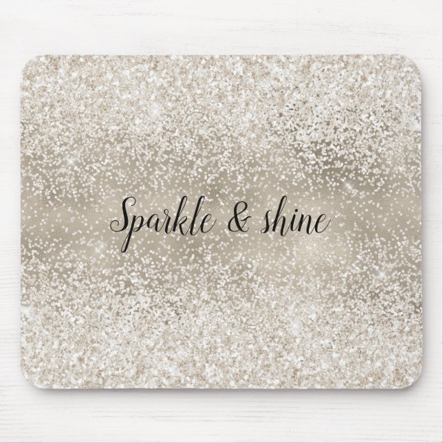 Champagne Gold White Glitzy Glitzer Mousepad (Vorne)
