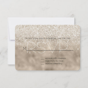 Champagne Gold White Glitzy Glitzer UAWG RSVP Karte