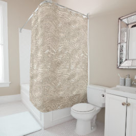 Champagne Gold White Glitzy Glitzer Zebra Print Duschvorhang