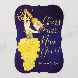 Champagne Grapes New Year's Eve Invitation Einladung