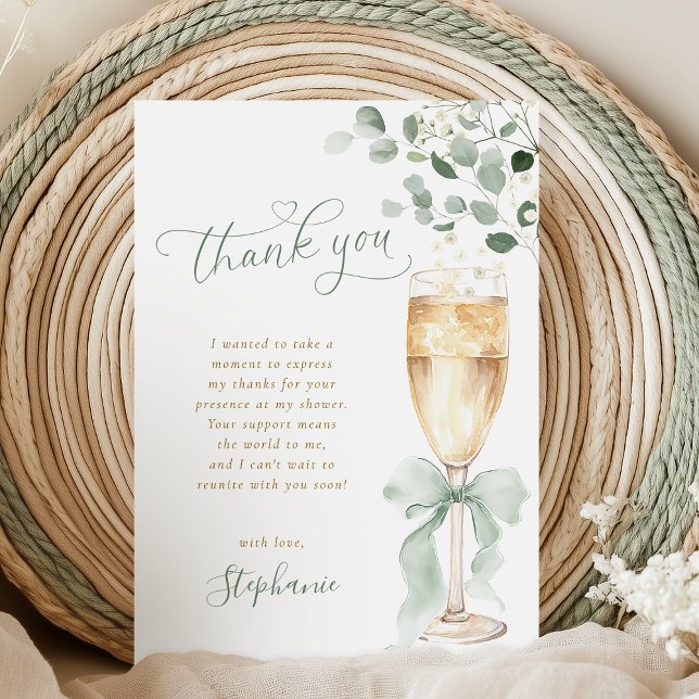 Champagne Greenery Thank You Card Dankeskarte (Von Creator hochgeladen)
