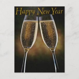 Champagne Happy New Year Postcard Feiertagspostkarte