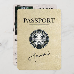 Champagne Hawaii Passport Save the Date