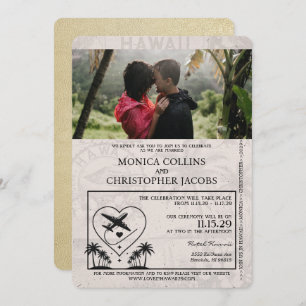 Champagne Hawaii Passport Wedding Einladung