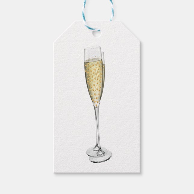 Champagne Hearts Gift Tags Geschenkanhänger (Vorderseite)
