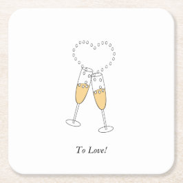 Champagne Hearts Rechteckiger Pappuntersetzer