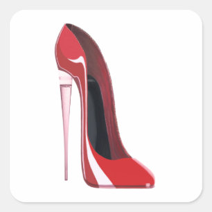 Champagne Heel Red Stiletto Shoe Art Quadratischer Aufkleber