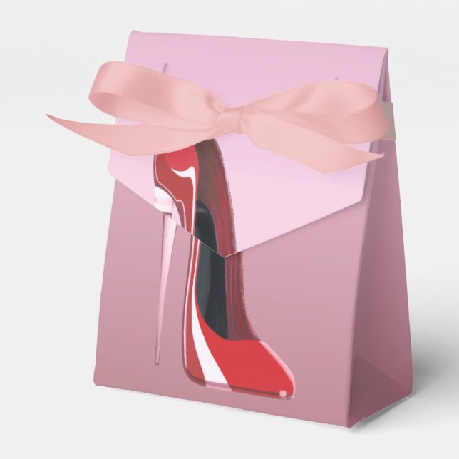 Champagne Heel Red Stiletto Shoe Favor Box Geschenkschachtel (Vorderseite)