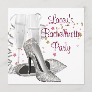 Champagne High Heels Junggeselinnen-Abschied Einladung