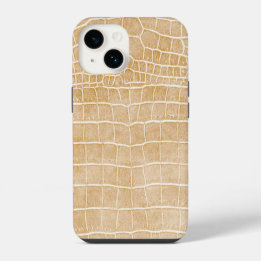 Champagne Imitate Crocodile Leather iPhone 14 Fall Hülle