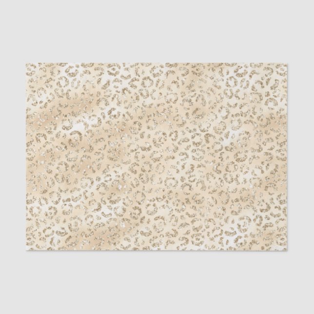 Champagne Imitate Glitzer Leopard Print Seidenpapier (Vorderseite)