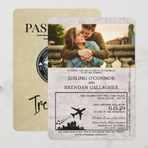Champagne Ireland Passport Wedding Einladung