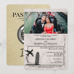 Champagne Italien Reisepass Hochzeitseinladung Einladung