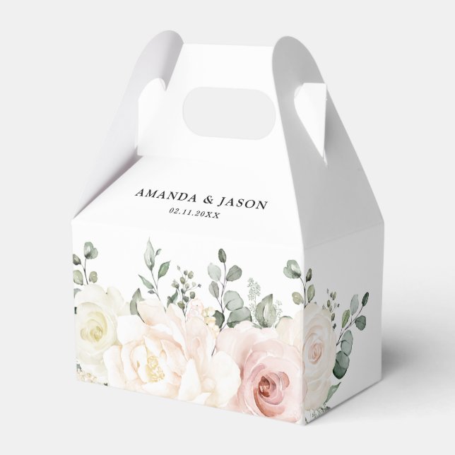 Champagne Ivory Blush Pink Blumengrün Hochzeit Geschenkschachtel (Vorderseite)