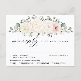 Champagne Ivory Blush Pink Blumengrün UAWG Postkarte