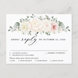 Champagne Ivory Blush Pink Blumengrün UAWG Postkarte