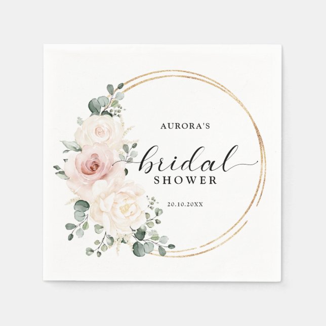 Champagne Ivory Blush Pink Brautparty Serviette (Vorderseite)