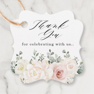 Champagne Ivory Blush Pink Floral Green Vielen Dan Geschenkanhänger