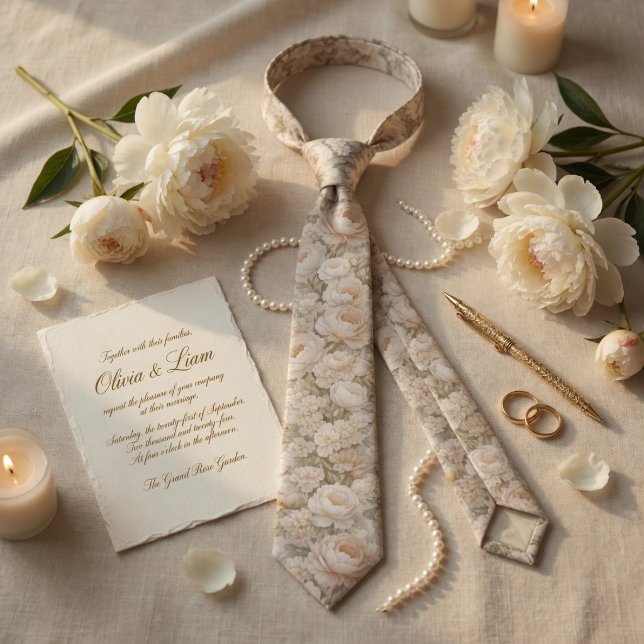 Champagne Ivory Floral Wedding Krawatte (Von Creator hochgeladen)