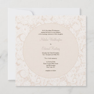 Champagne Ivory Lace Monogram Wedite Einladung