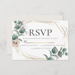 Champagne Ivory Peony Wedding RSVP Botanical Einladung