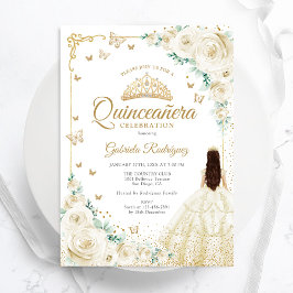 Champagne Ivory Rose Gold Quinceanera Einladung