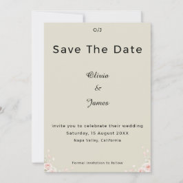 Champagne Ivory Whispered Petals Minimalist Script Save The Date