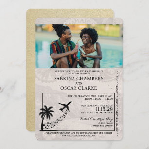 Champagne Jamaica Passport Wedding Einladung