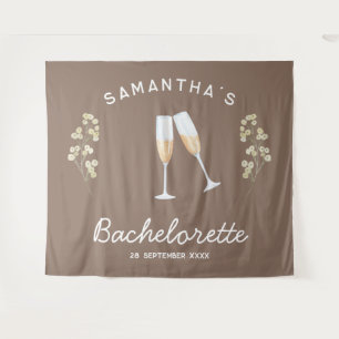 Champagne Junggeselinnen-Abschied Backdrop Boho Fl Wandteppich