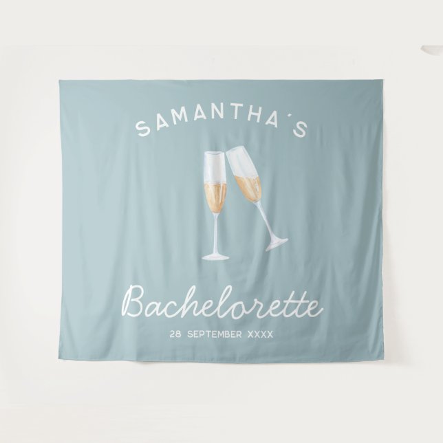 Champagne Junggeselinnen-Abschied Hintergrund Boho Wandteppich (Vorderseite (Horizontal))