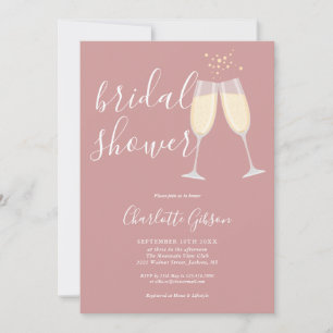 Champagne-Junggesellinnenabschied QR-Code Dusty Ro Einladung