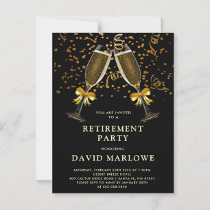 Champagne Konfetti Schwarz GoldGlitter Postkarte