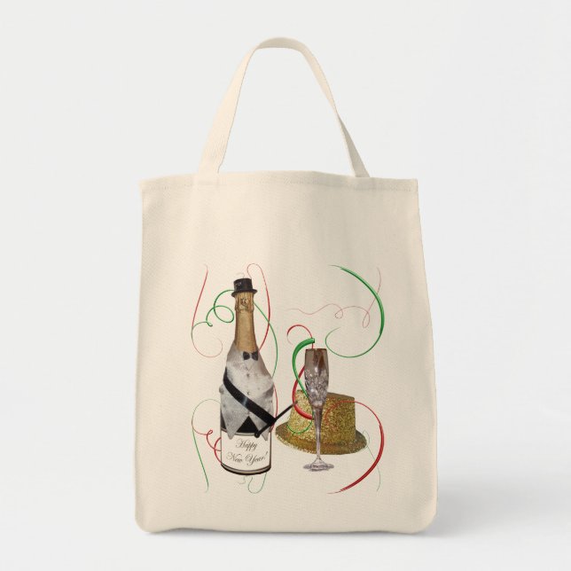 Champagne Leinwand Tote Bag Tragetasche (Vorne)