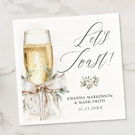 Champagne Let's Toast Winter Engagement Serviette