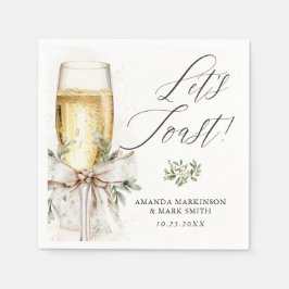 Champagne Let's Toast Winter Engagement Serviette
