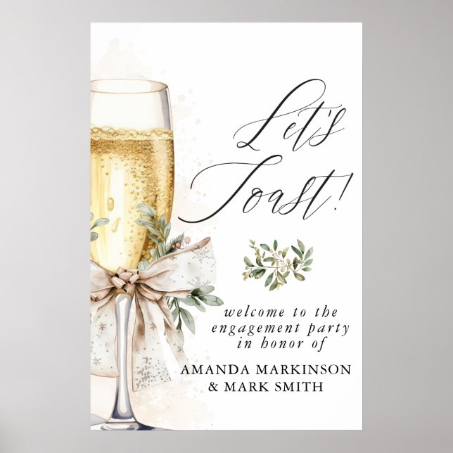 Champagne Let's Toast Winter Engagement Welcome Poster (Vorne)