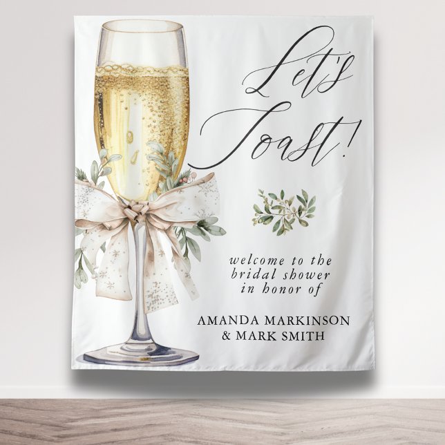 Champagne Let's Toast Winter Neutral Bridal Shower Wandteppich (Von Creator hochgeladen)