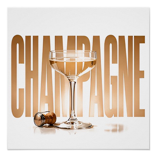 Champagne Luxus-Feier-Editorial-Grafikstil Poster (Vorderseite)