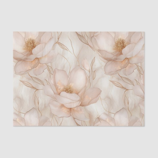 Champagne Magnolias Dekoupage Tissue Paper Seidenpapier (Vorderseite)