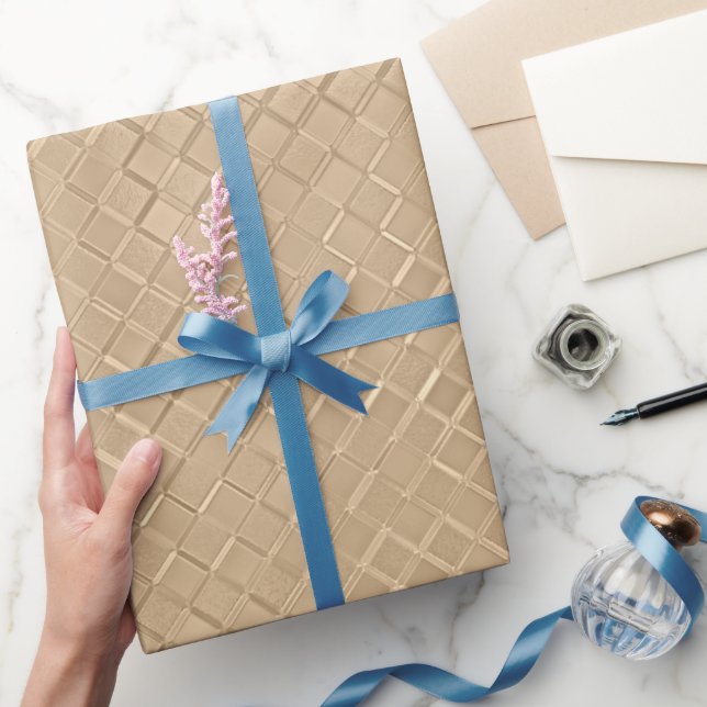 Champagne Metallic Diamond Muster Geschenkpapier (Schenken)
