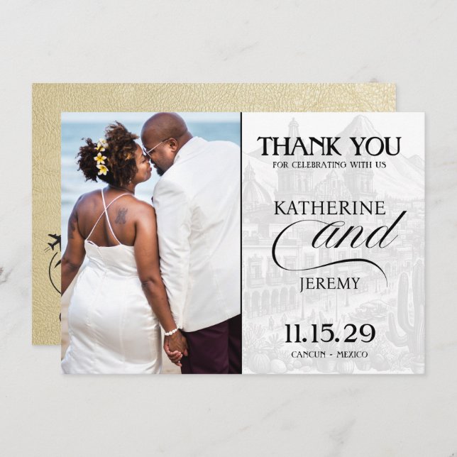 Champagne Mexico Passport Dankeskarte (Vorne/Hinten)