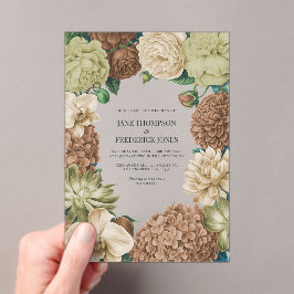 Champagne Mist, Willow Sage & Pebble Taupe Wedding Acryleinladungen