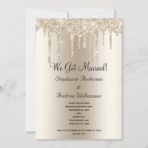 Champagne mit glitzerndem Elopement-Empfang Ankündigung