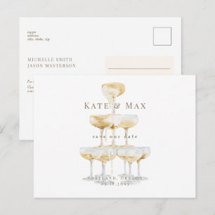 Champagne Moderne Hochzeit - Rettet das Datum Postkarte