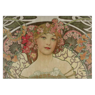 Champagne Mucha Small Rectangle Cutting Board Schneidebrett