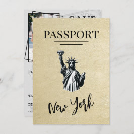 Champagne New York City Passport Save the Date